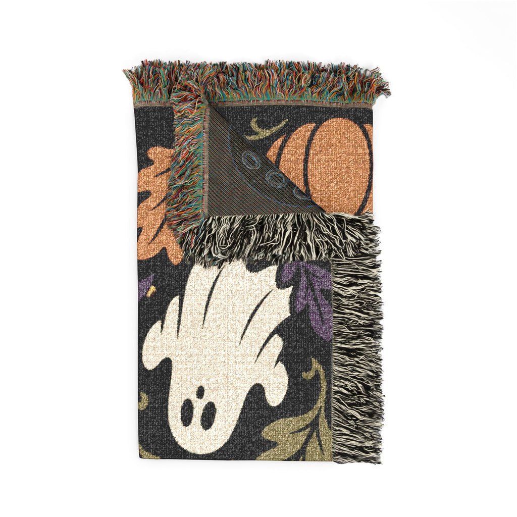 Halloween Ghosts and Pumpkins Woven Blanket | Spooky Fall Throw