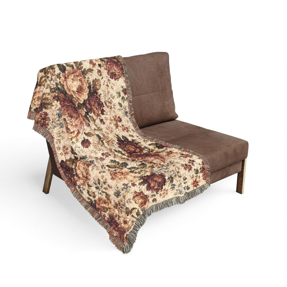 Vintage Floral Woven Blanket | Rose Tapestry Throw