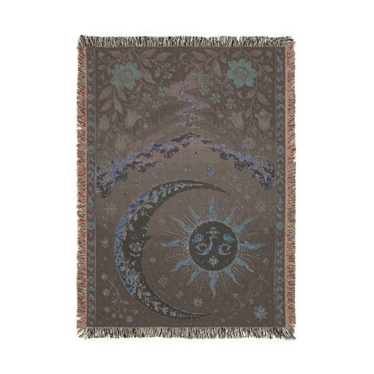 Sun and Moon Tapestry Woven Blanket | Celestial Boho Throw