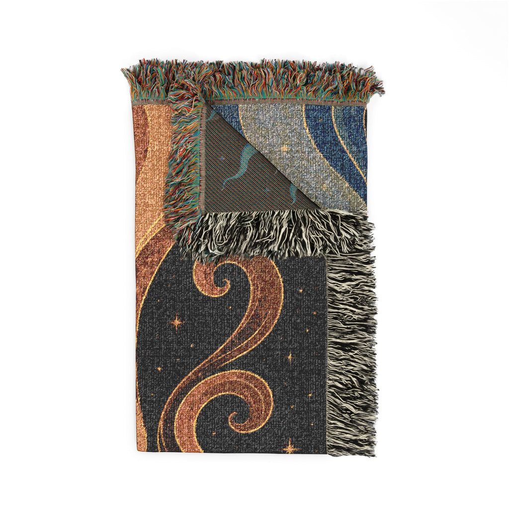 Sun and Moon Tapestry Woven Blanket | Celestial Waves Throw