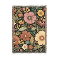 Vintage Floral Woven Blanket | Retro Botanical Throw, Tapestry Style