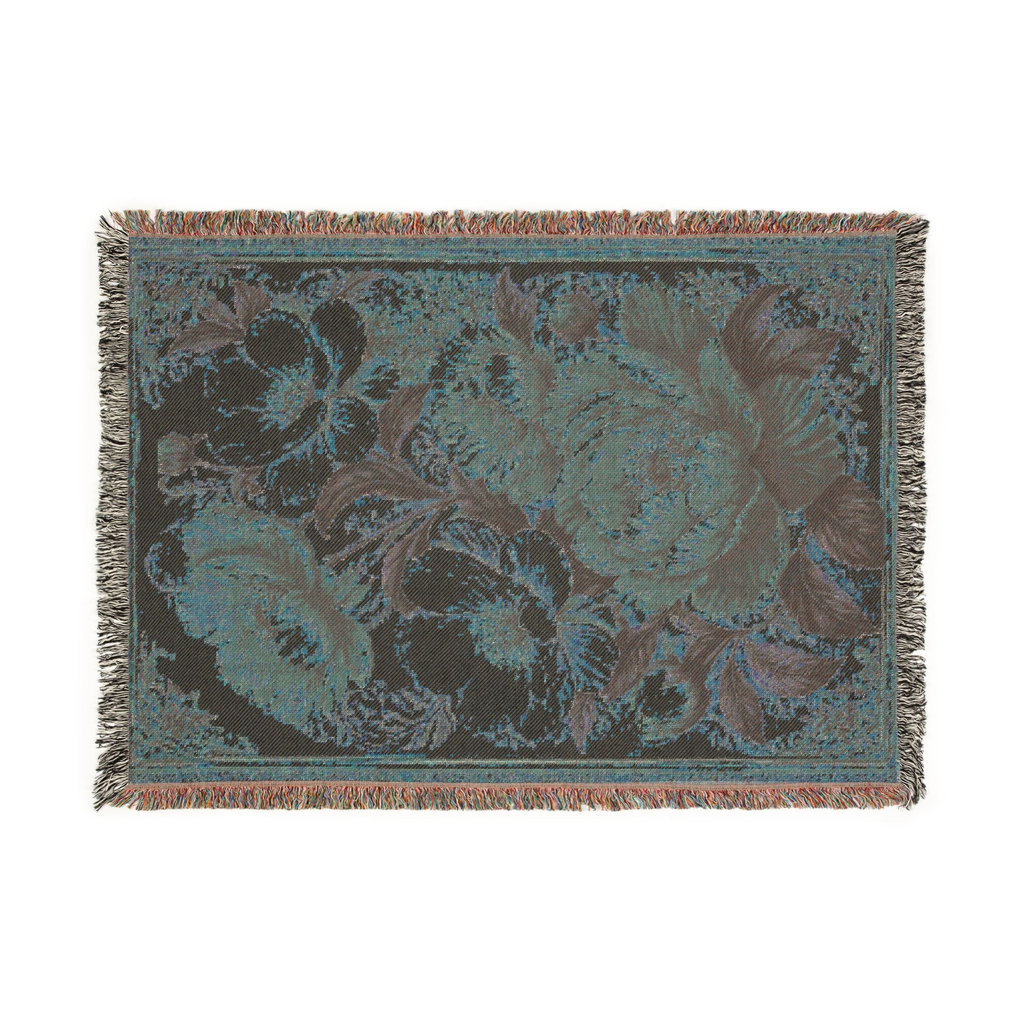 Woven Blanket - Vintage Floral Jacquard Throw (Decorative Sofa & Bed Accent)