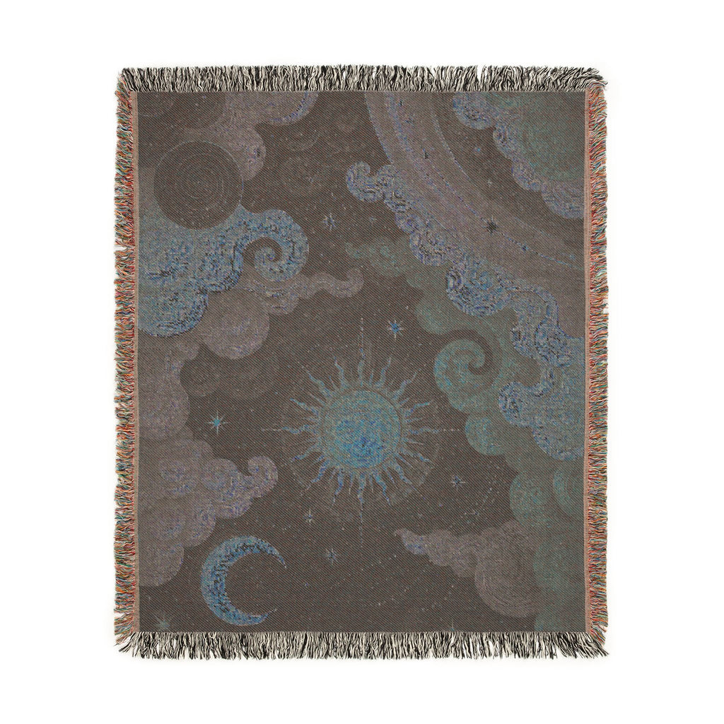 Celestial Sun and Moon Woven Blanket | Tapestry Sky Throw