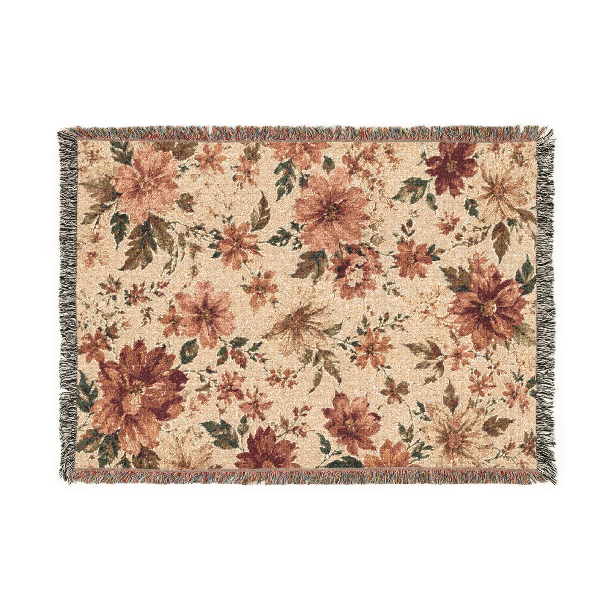 Vintage Floral Woven Blanket | Tapestry Throw, Boho Home Decor