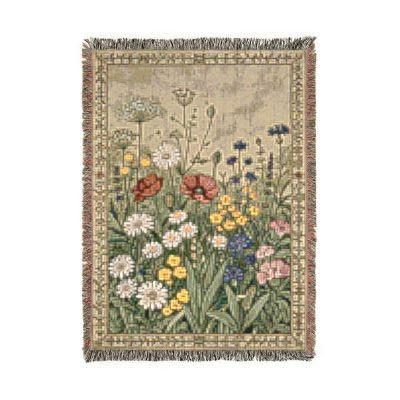 Vintage Floral Tapestry Woven Blanket | Wildflower Garden Throw