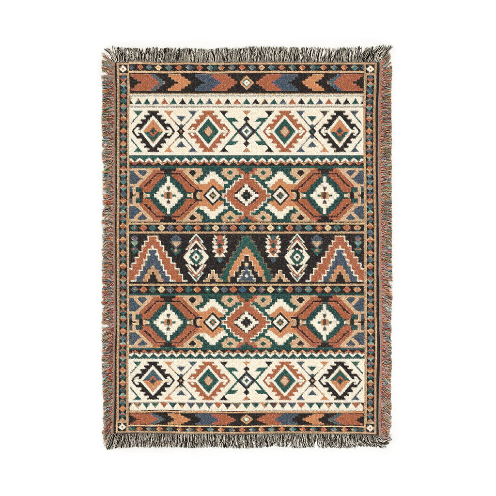 Southwestern Geometric Woven Blanket | Aztec Pattern Throw, Rustic Home Decor