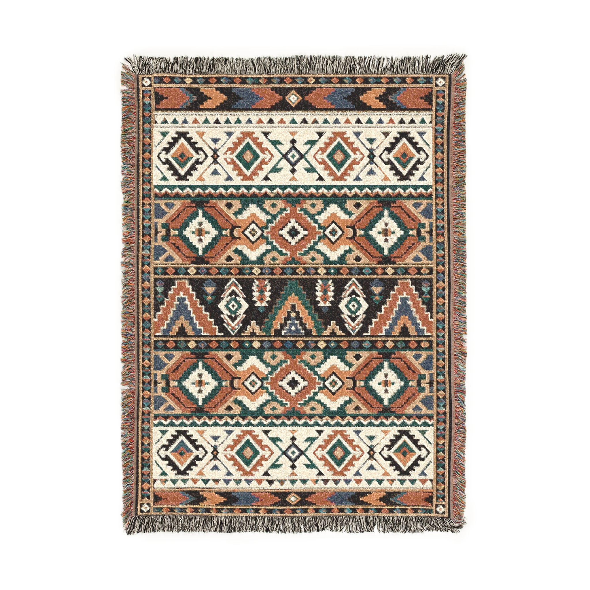 Southwestern Geometric Woven Blanket | Aztec Pattern Throw, Rustic Home Decor