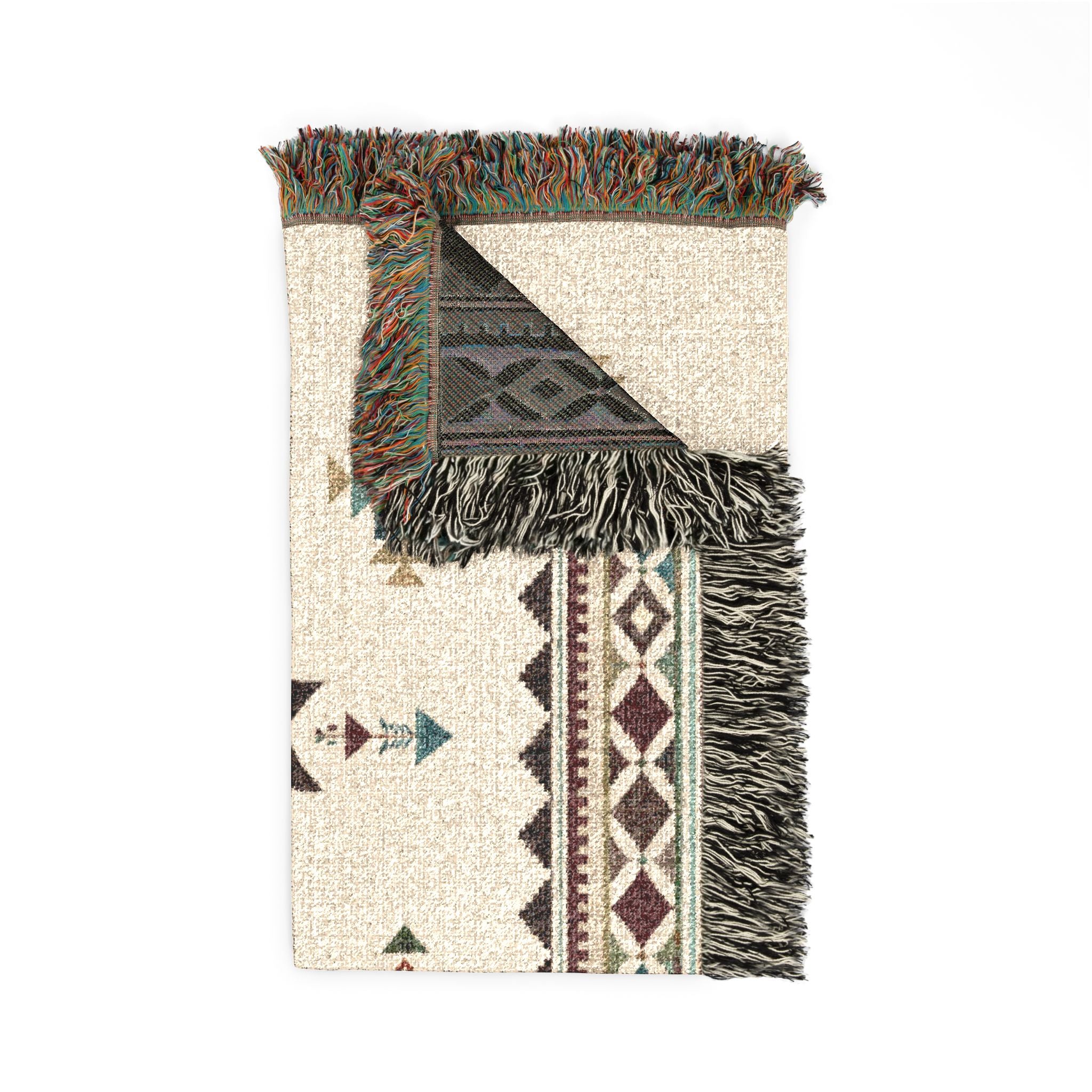 Southwestern Diamond Woven Blanket | Aztec Throw Fringe Tapestry