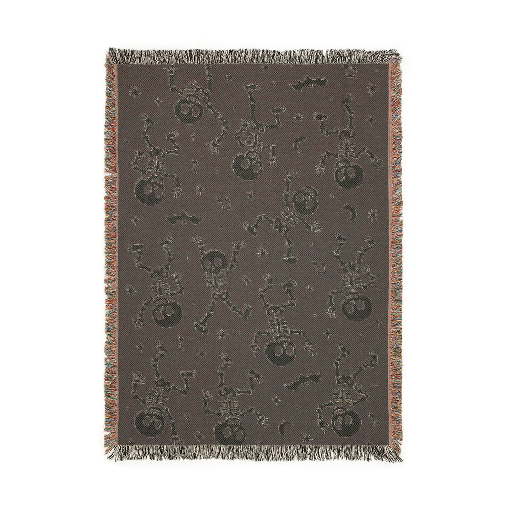 Dancing Skeletons Woven Blanket | Halloween Night Skull Pattern