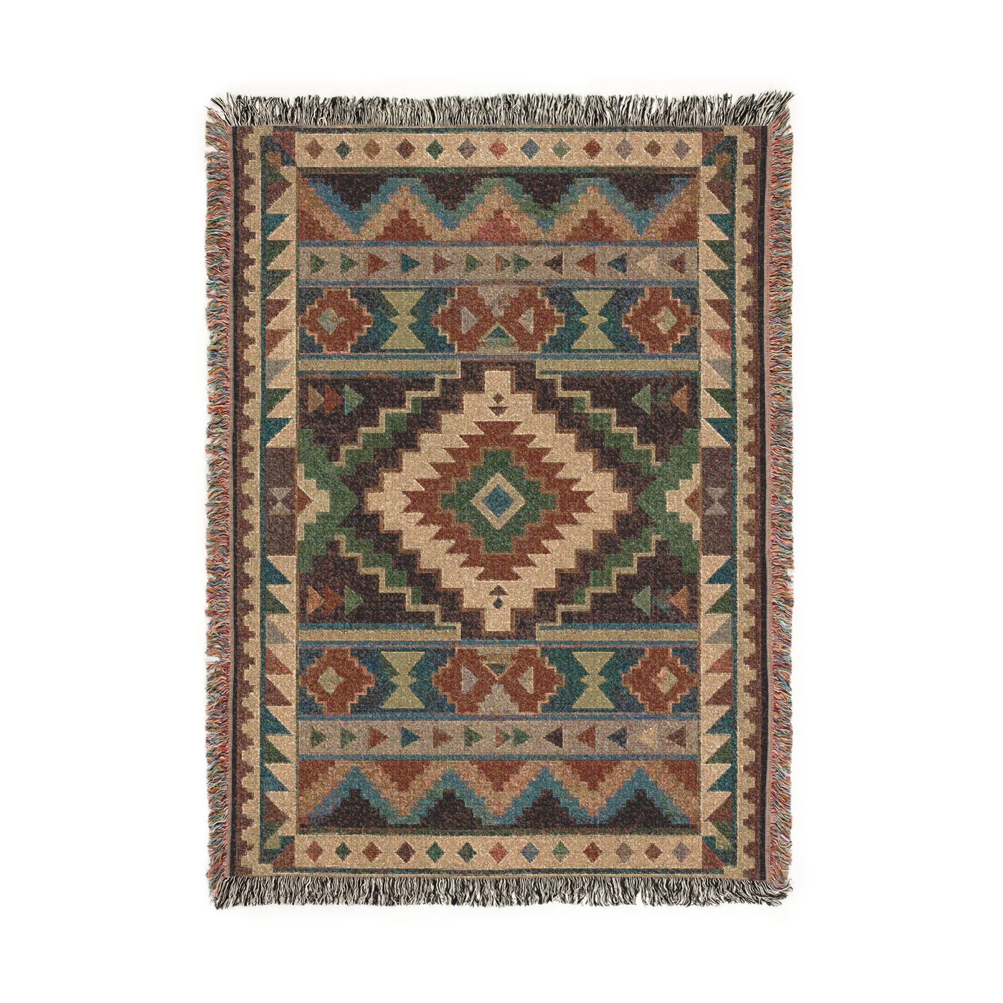 Southwestern Geometric Woven Blanket | Aztec Throw, Tribal Pattern
