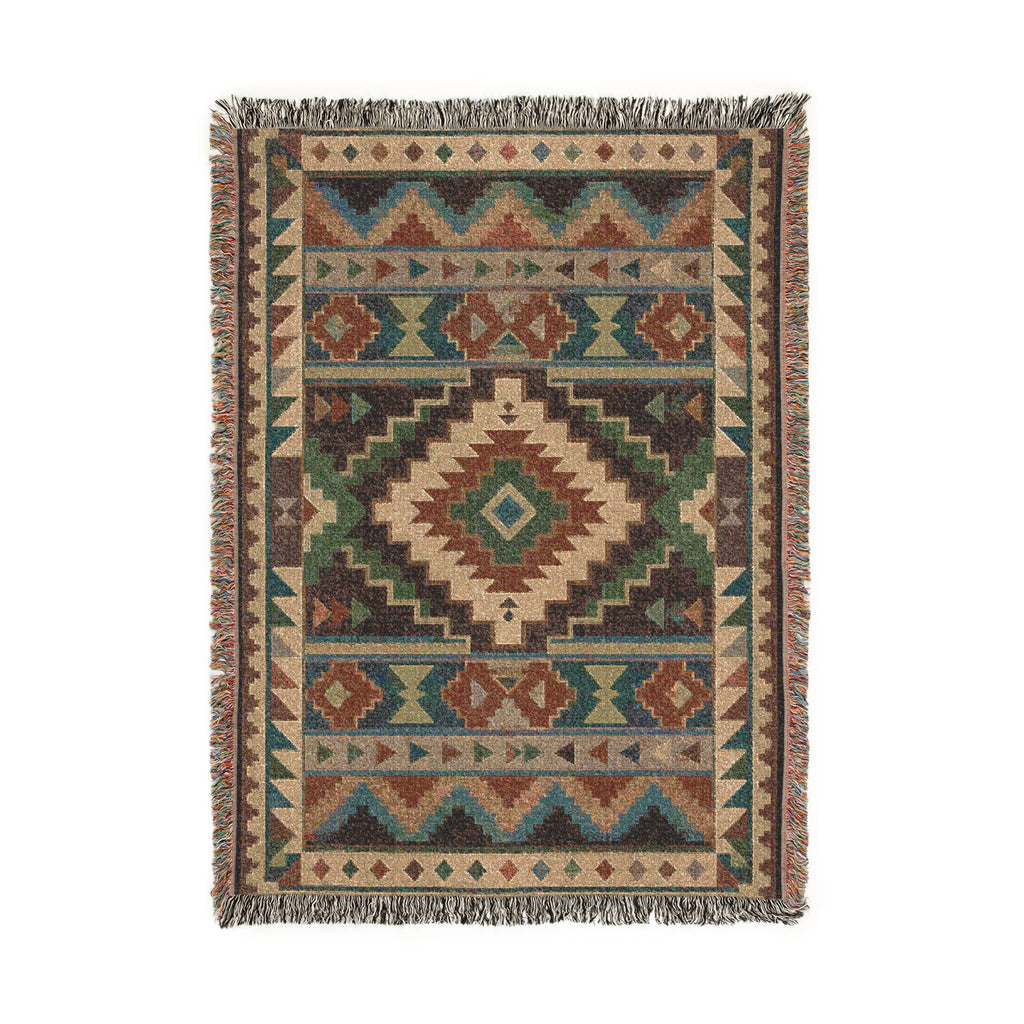 Southwestern Geometric Woven Blanket | Aztec Throw, Tribal Pattern