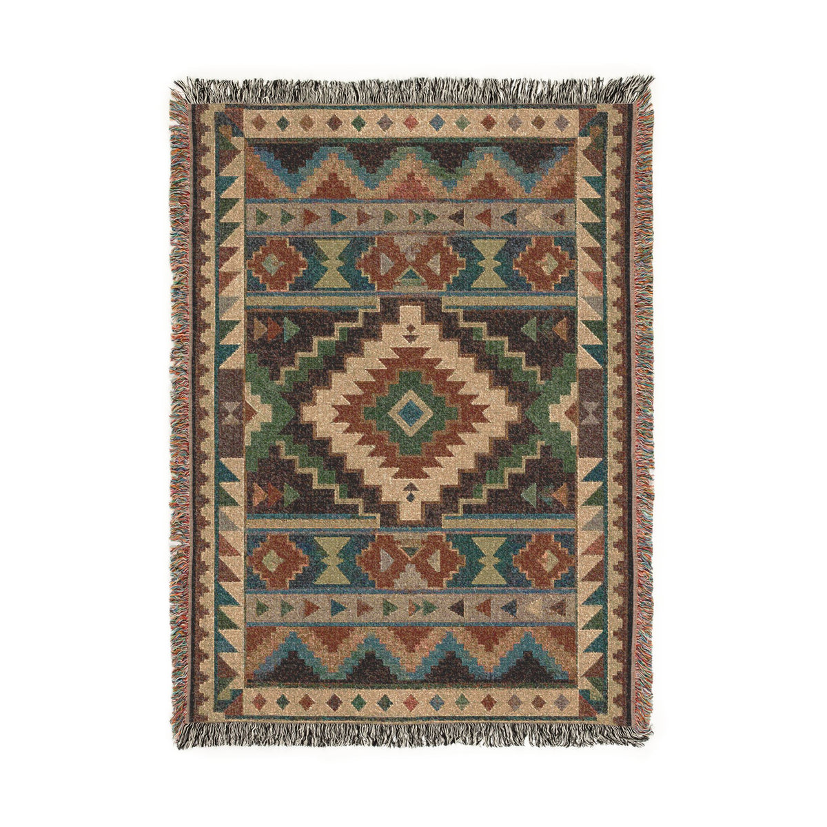Southwestern Geometric Woven Blanket | Aztec Throw, Tribal Pattern