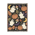 Halloween Ghosts and Pumpkins Woven Blanket | Spooky Fall Throw