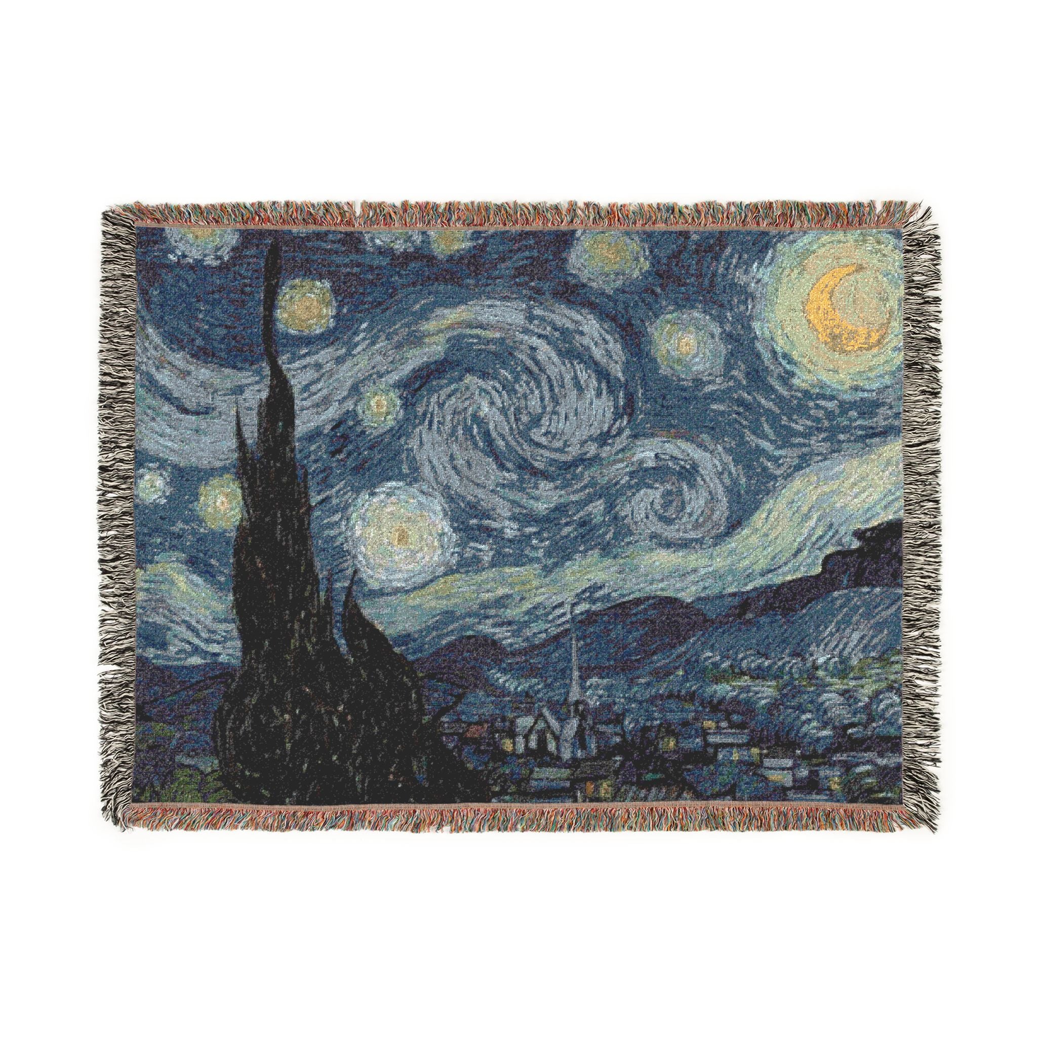Starry Night, Woven Blanket | Van Gogh Inspired Landscape Throw