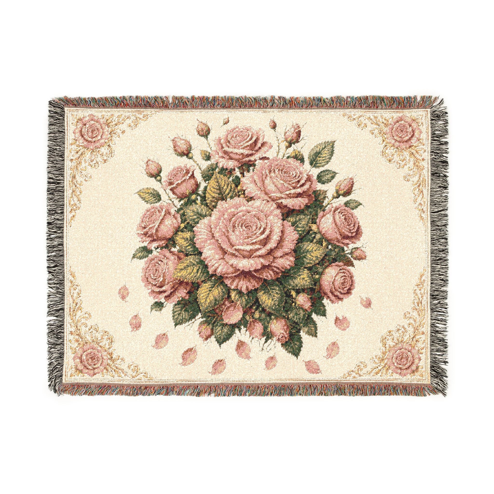 Vintage Rose Woven Blanket