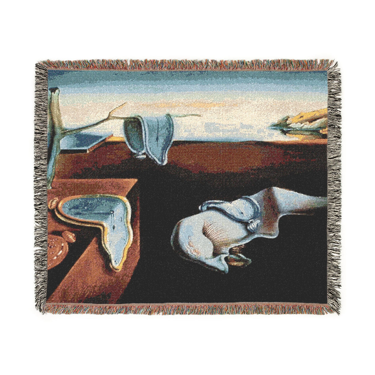 Melting Clocks Surreal Dali Tapestry Woven Blanket | Surrealist Art Throw