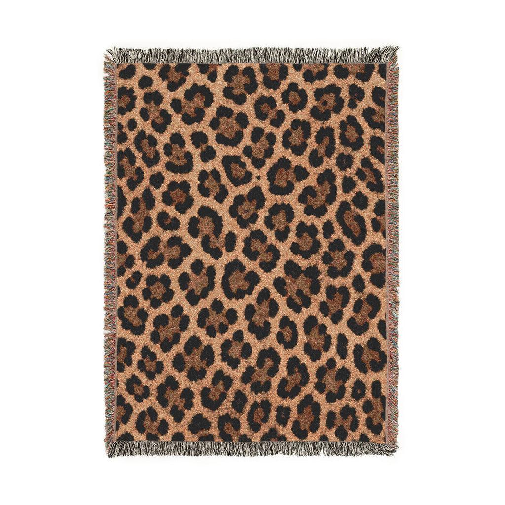 Leopard Print Woven Blanket – Cozy Animal Print Throw for Home & Travel