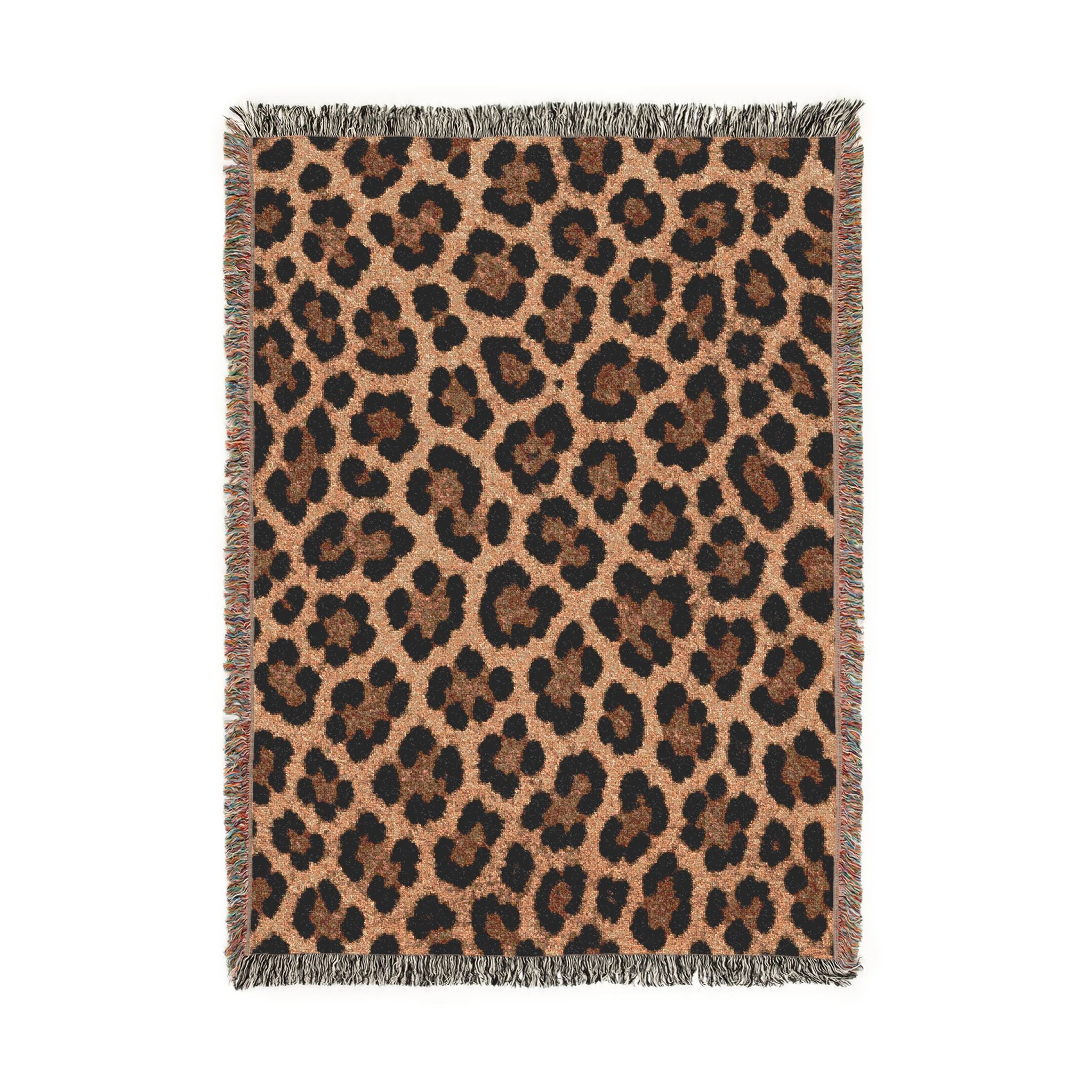 Leopard Print Woven Blanket – Cozy Animal Print Throw for Home & Travel