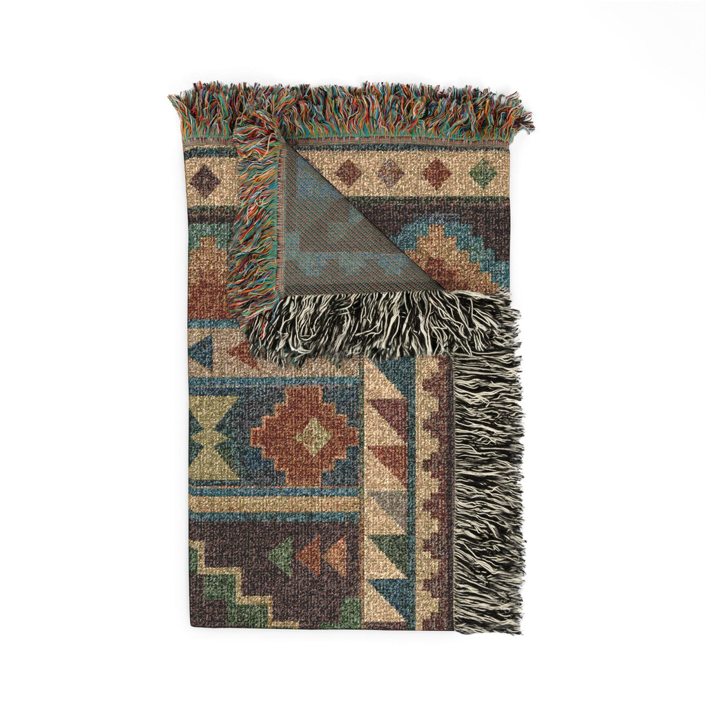 Southwestern Geometric Woven Blanket | Aztec Throw, Tribal Pattern