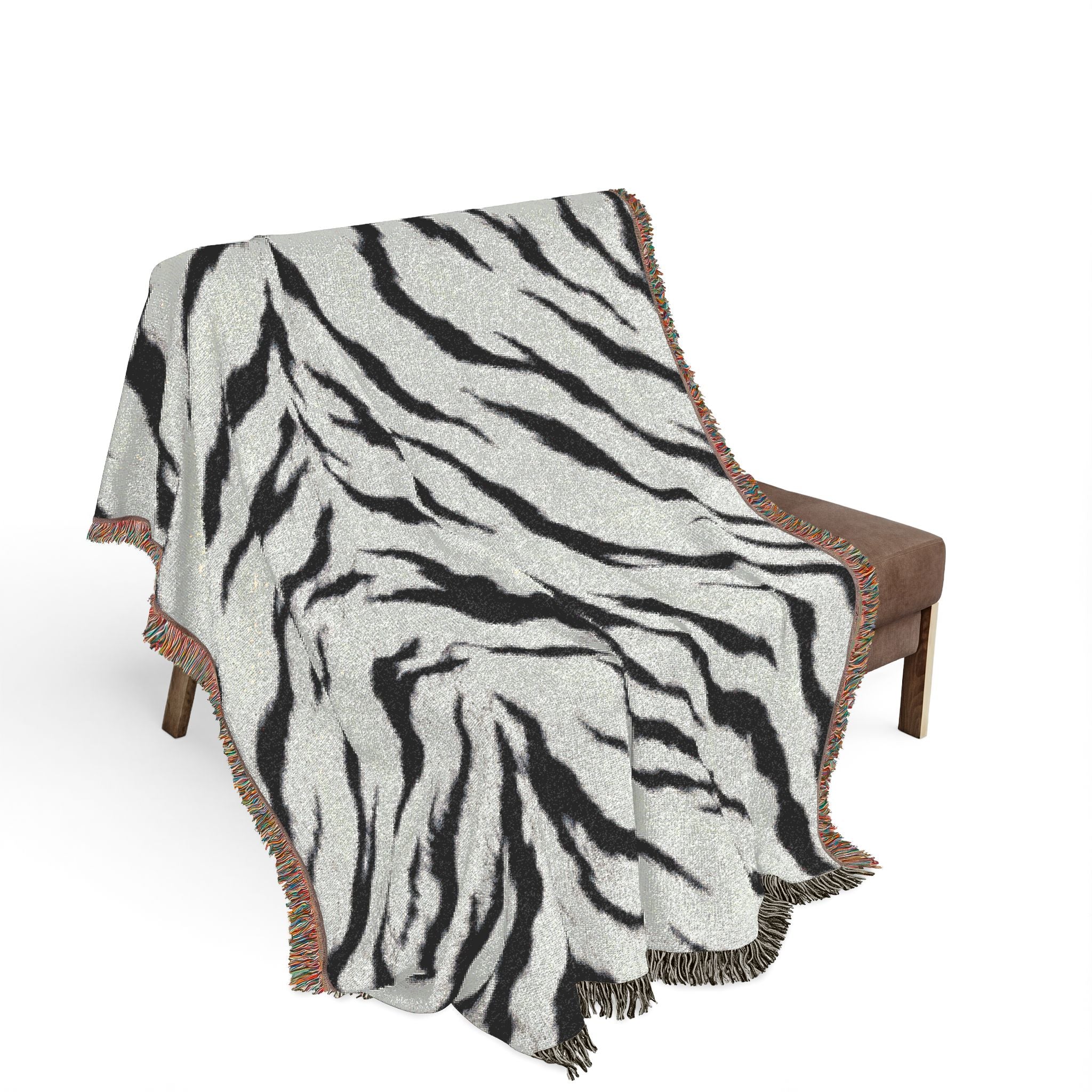 Monochrome Tiger Stripe Woven Blanket | Animal Print Throw