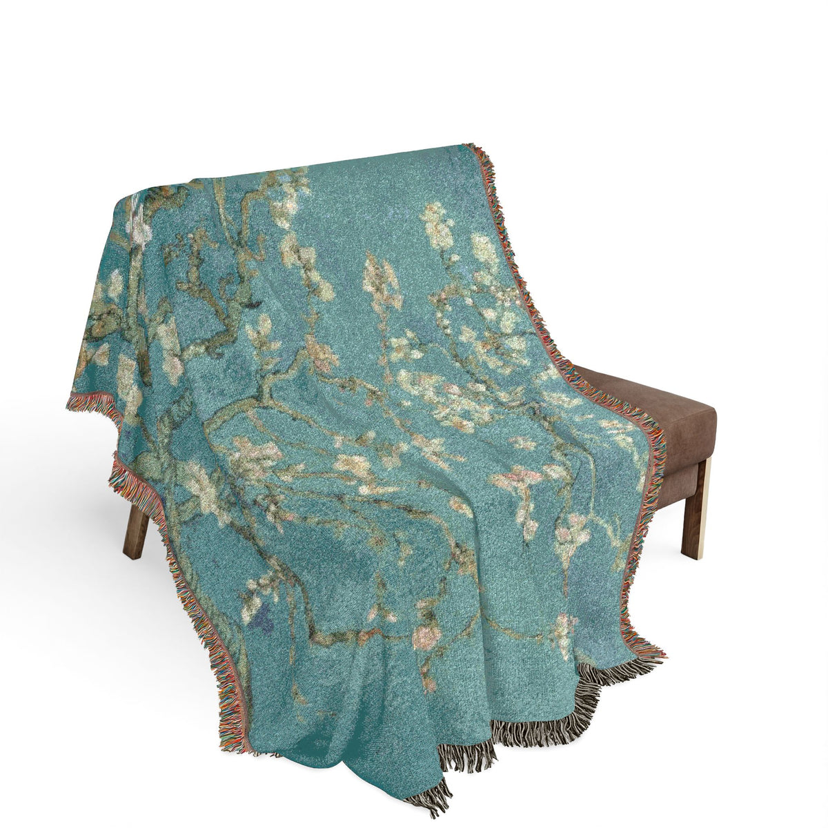 Almond Blossom Woven Blanket | Van Gogh Inspired Floral Throw