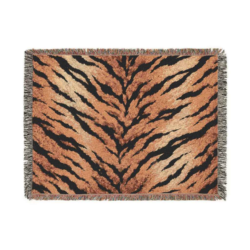Tiger Stripe Woven Blanket — Cozy Animal Print Throw for Living Room & Bed