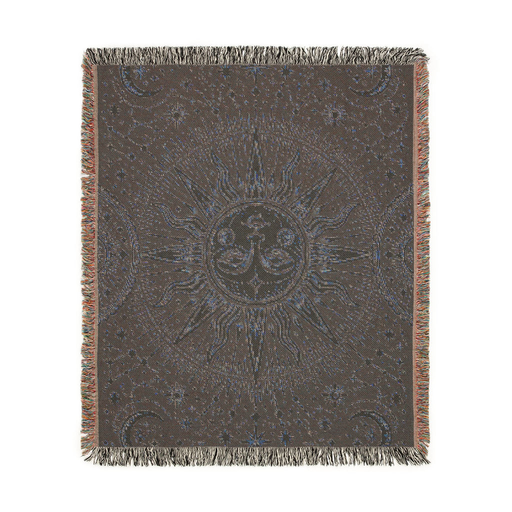 Celestial Sun Moon Tapestry Woven Blanket | Astrological Star Pattern Throw