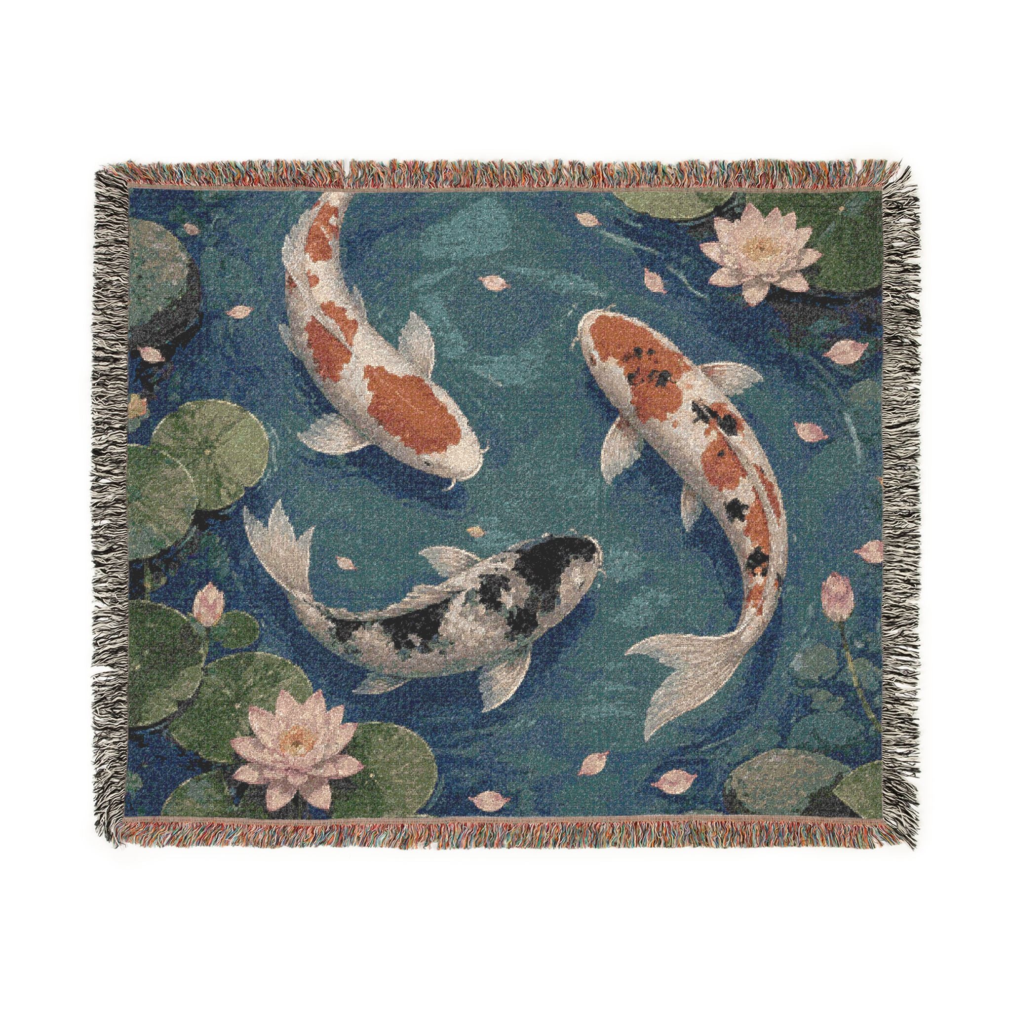 Koi Pond Woven Throw Blanket
