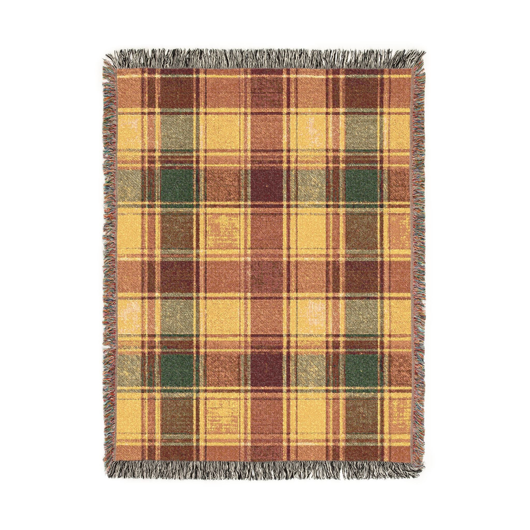Plaid Tartan Throw Blanket | Woven Fringe Cozy Pattern