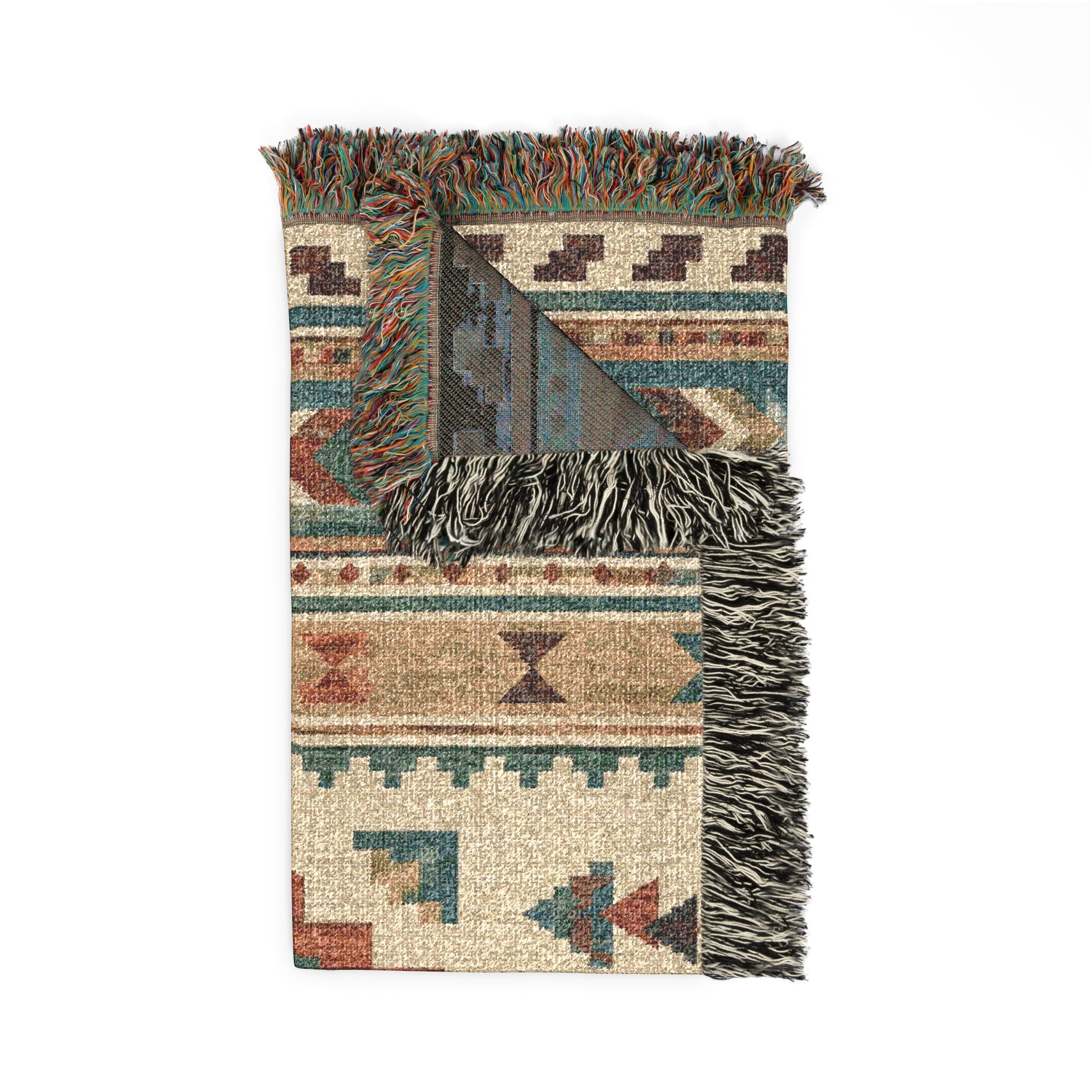 Southwestern Diamond Pattern Woven Blanket | Aztec Throw, Rustic Boho Decor