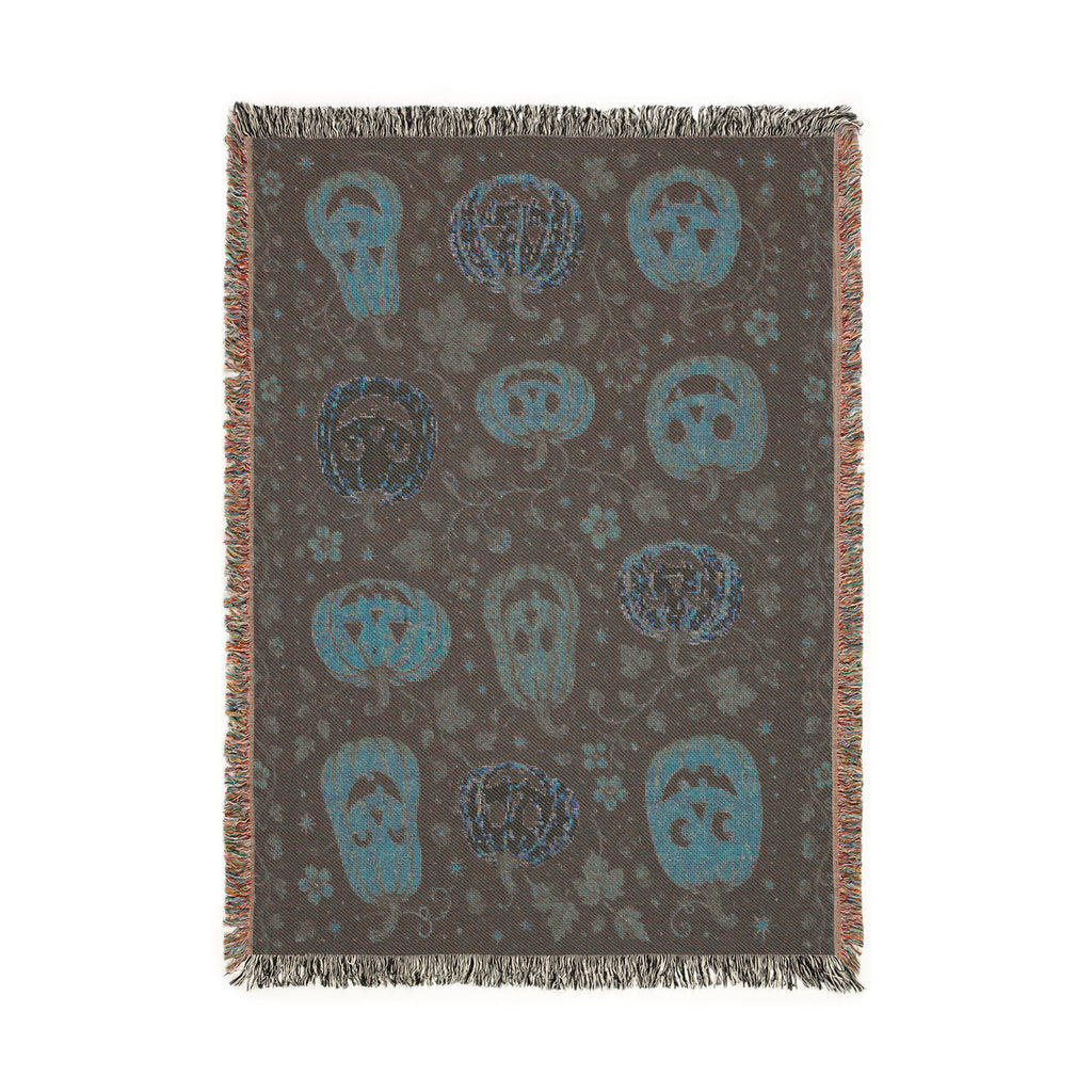 Harvest Pumpkin Pattern Woven Blanket | Fall Jack-o'-Lantern Throw