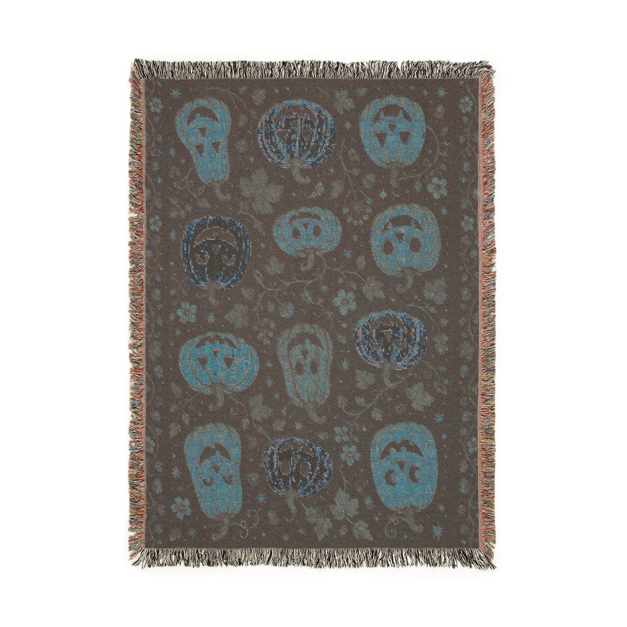 Harvest Pumpkin Pattern Woven Blanket | Fall Jack-o'-Lantern Throw