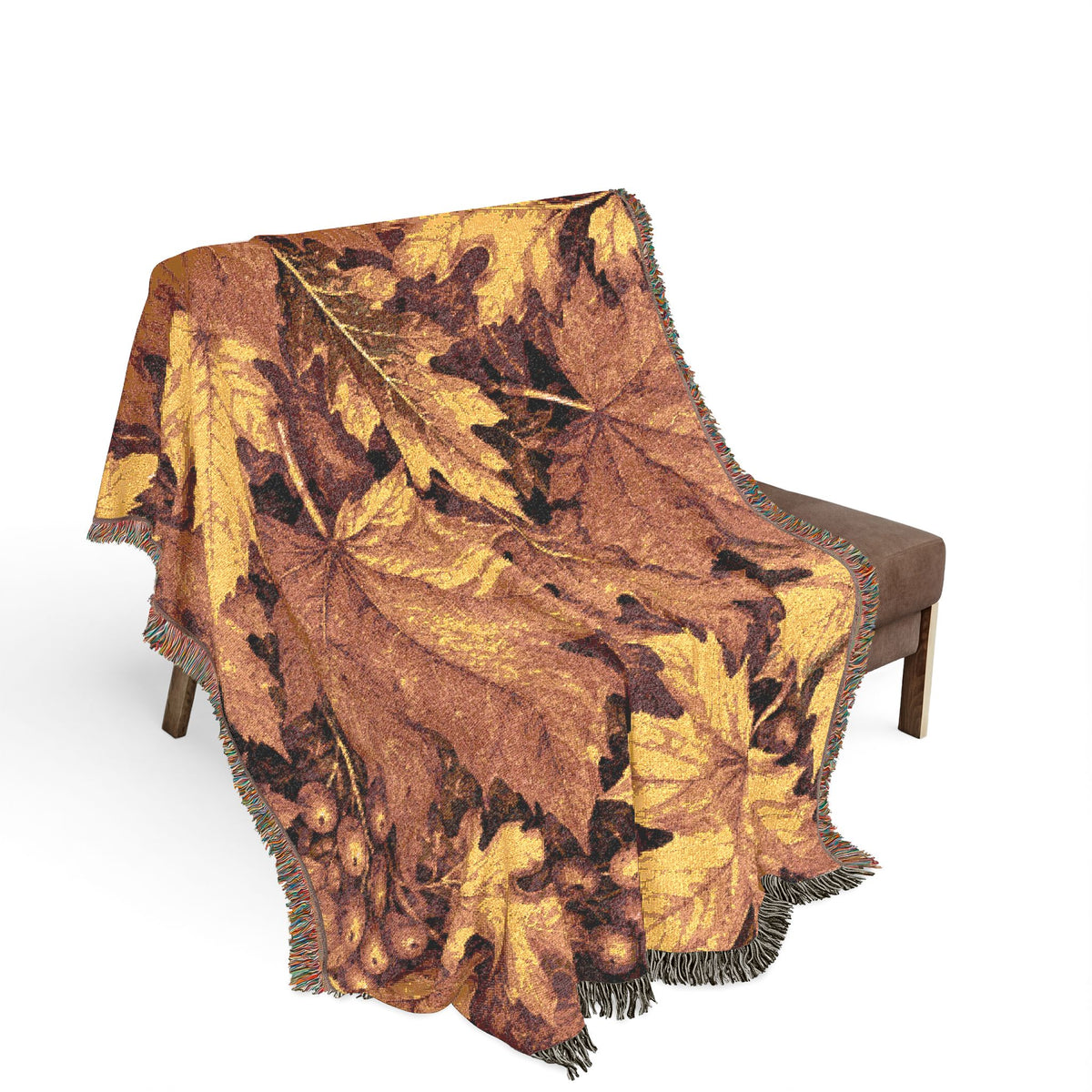 Autumn Leaves Woven Blanket | Fall Leaf Throw, Cozy Harvest Tapestry