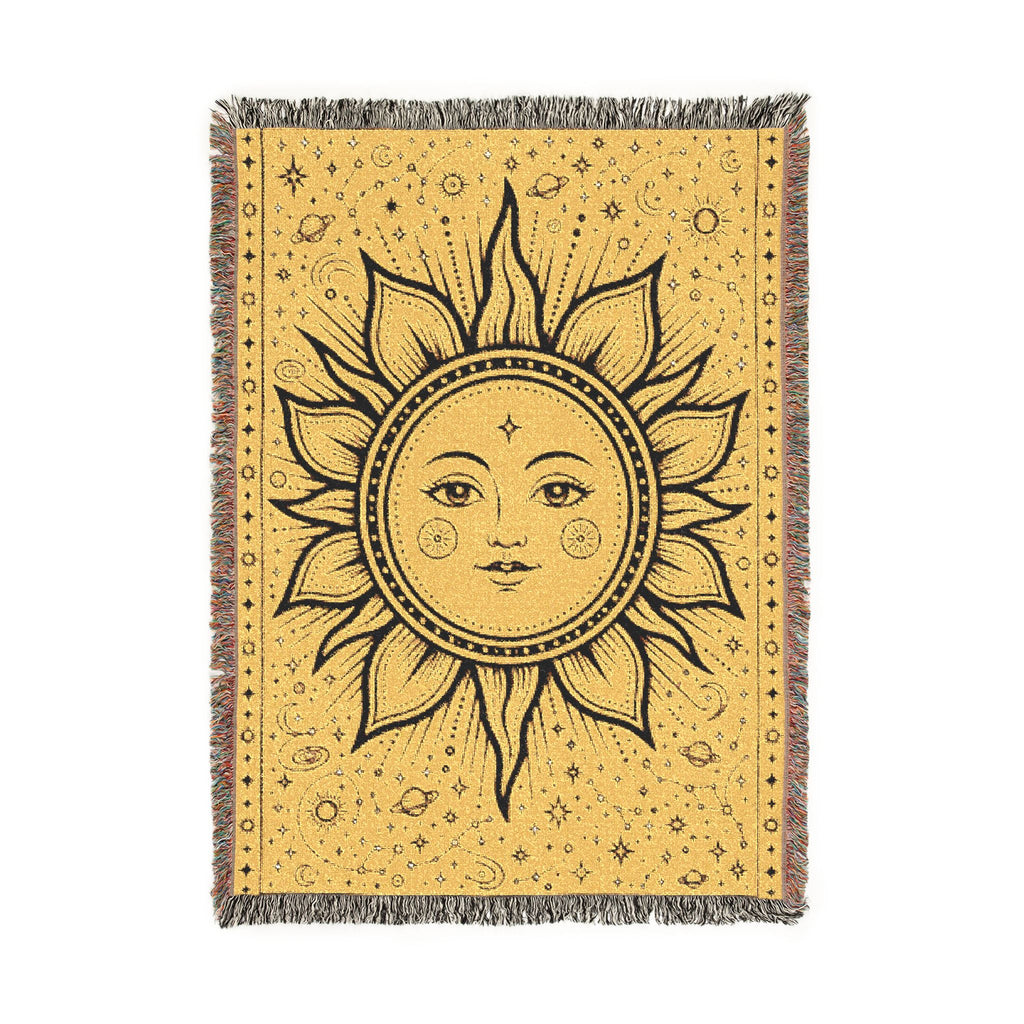 Celestial Sun and Moon Woven Blanket | Boho Tapestry Throw