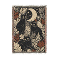 Black Cats and Crescent Moon Woven Blanket | Autumn Leaf Tapestry