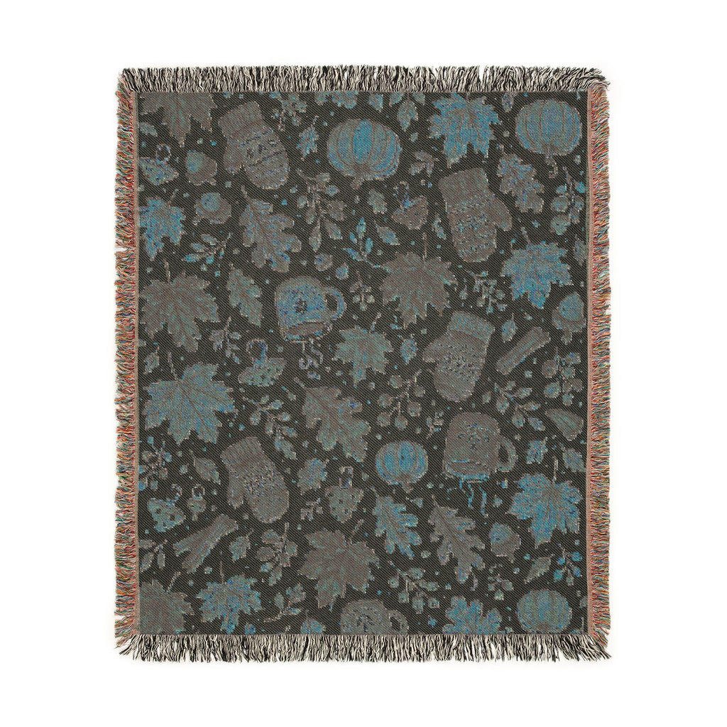 Autumn Leaves Pattern Woven Blanket | Fall Rustic Throw