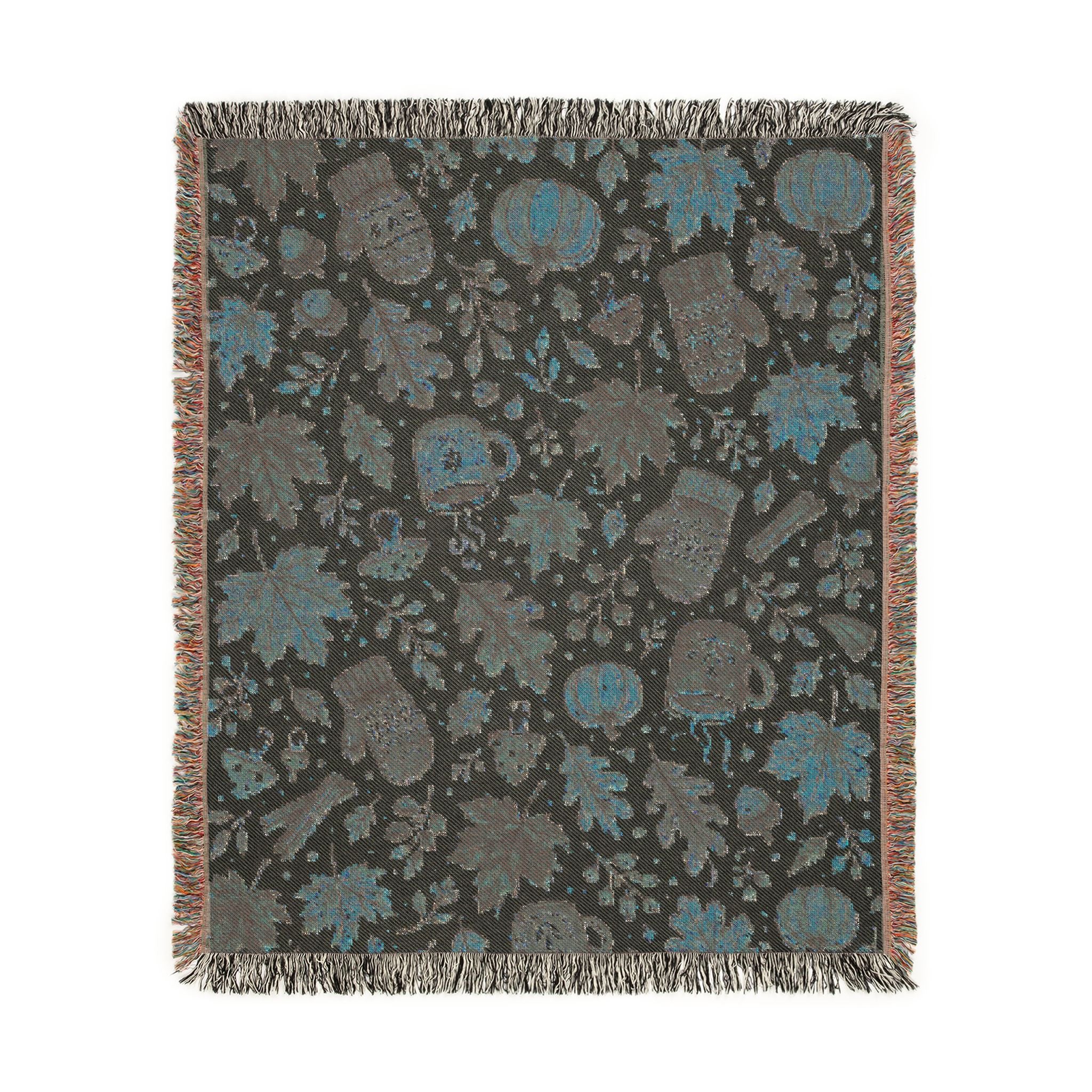 Autumn Leaves Pattern Woven Blanket | Fall Rustic Throw