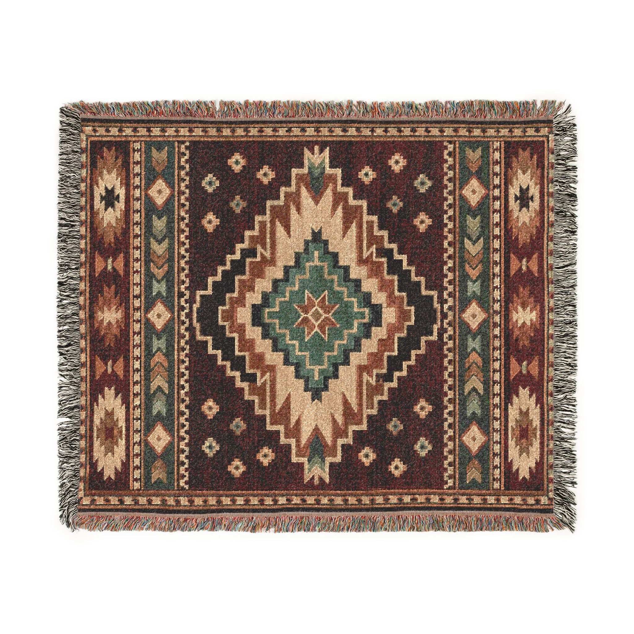 Southwestern Diamond Pattern Woven Blanket | Aztec Tribal Throw