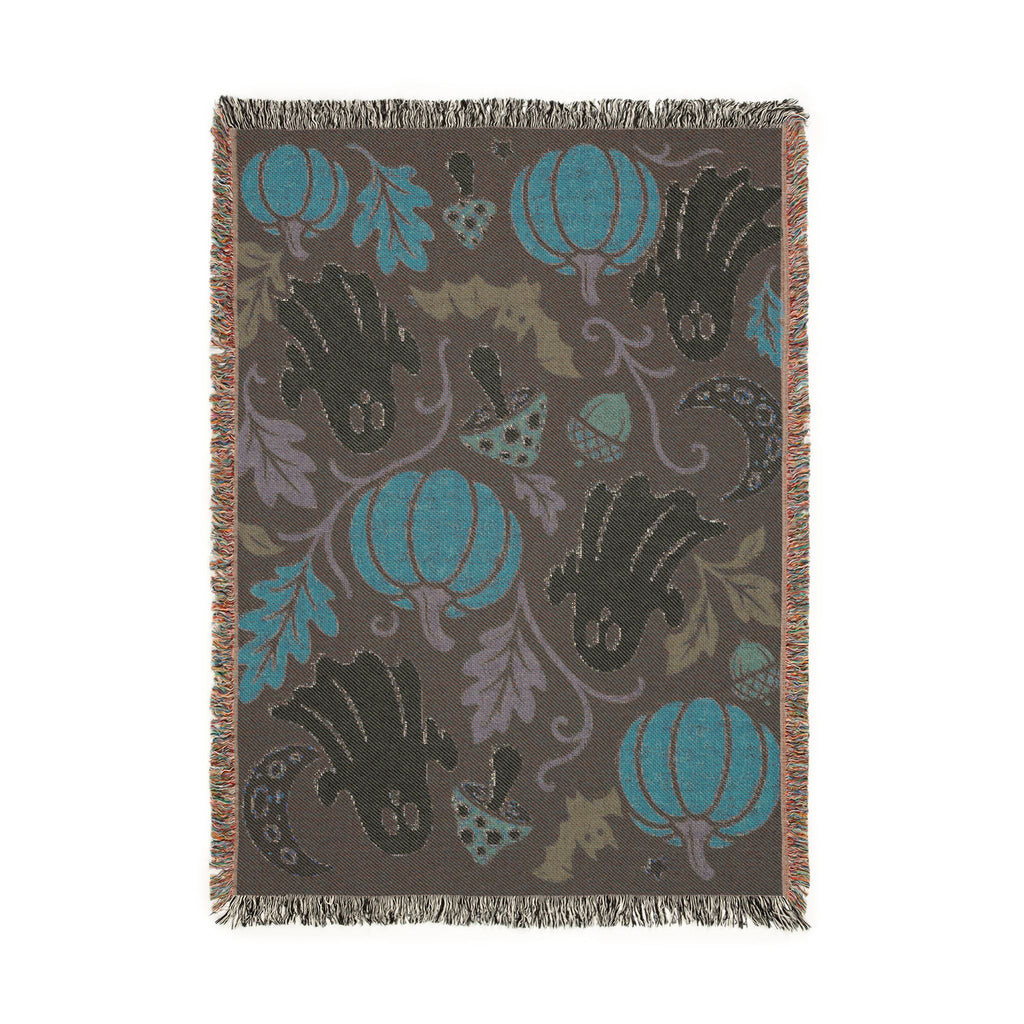 Halloween Ghosts and Pumpkins Woven Blanket | Spooky Fall Throw