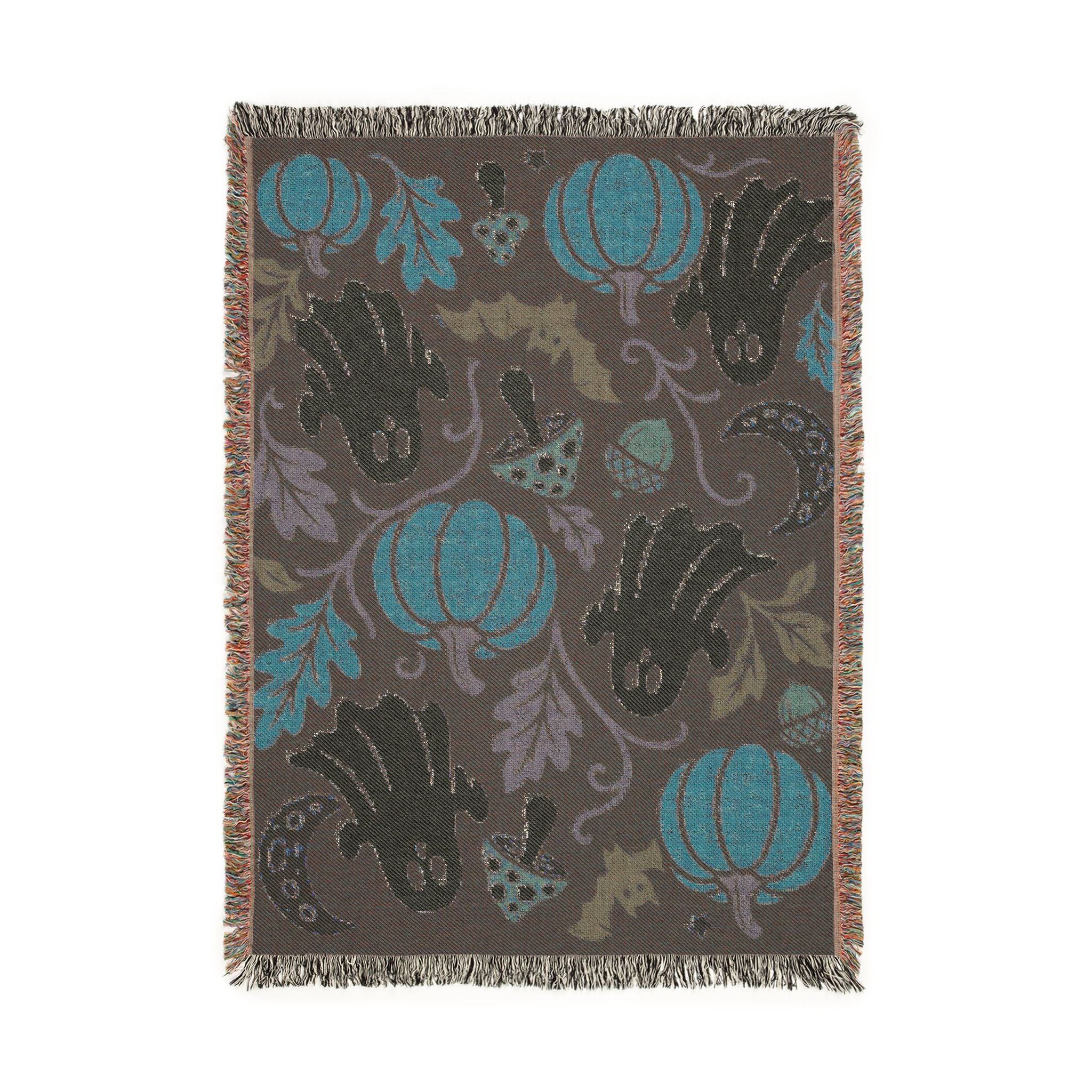 Halloween Ghosts and Pumpkins Woven Blanket | Spooky Fall Throw