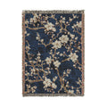 Cherry Blossom Pattern Woven Blanket | Navy Floral Branch Throw