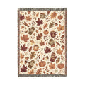 Autumn Leaves Pattern Woven Blanket | Fall Rustic Throw