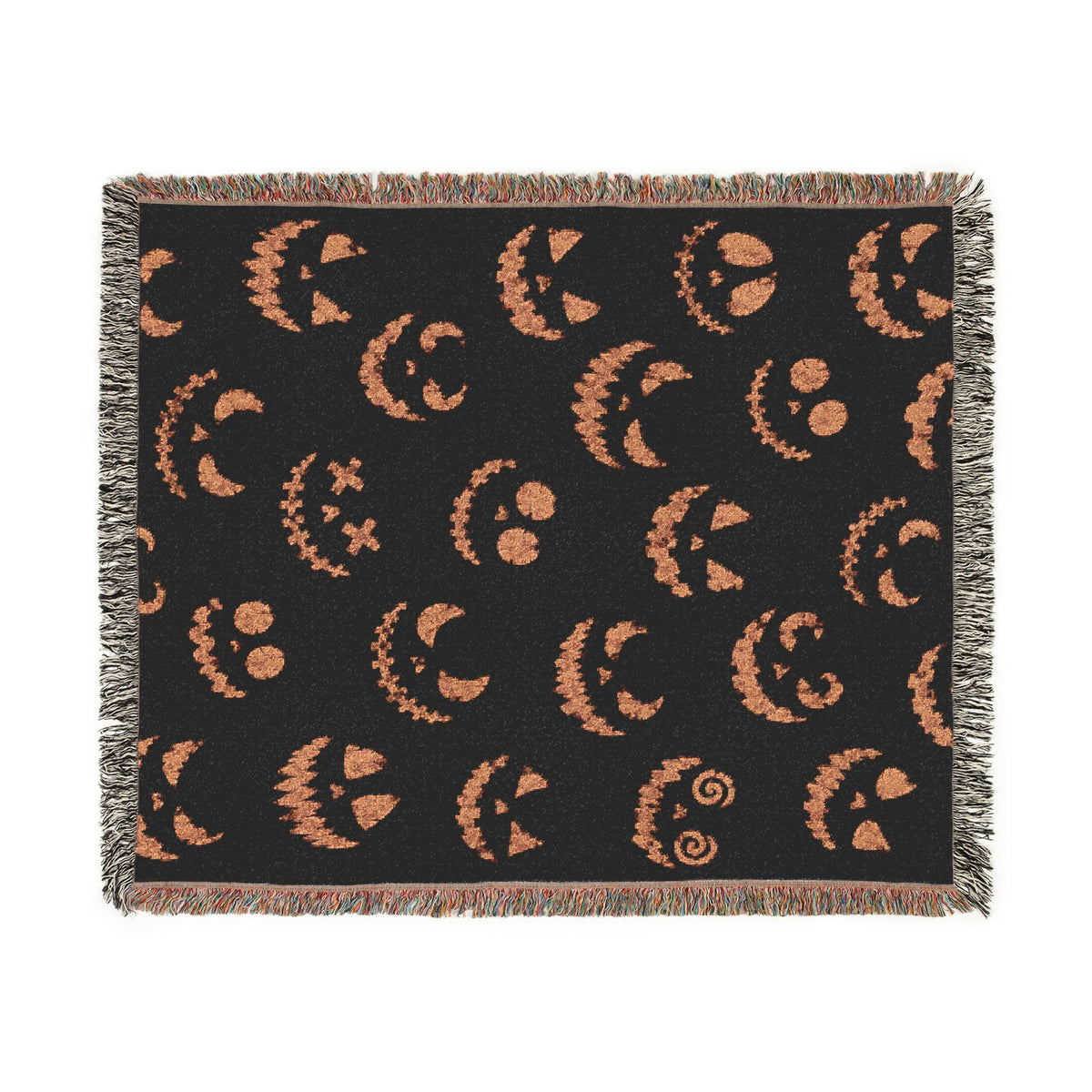 Halloween Face Pattern Woven Blanket | Pumpkin smiles, Cozy Throw