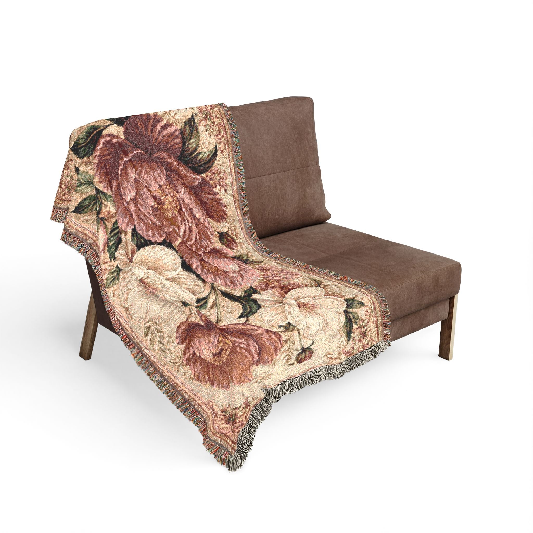 Vintage Floral Tapestry Woven Blanket | Rose Bouquet Throw