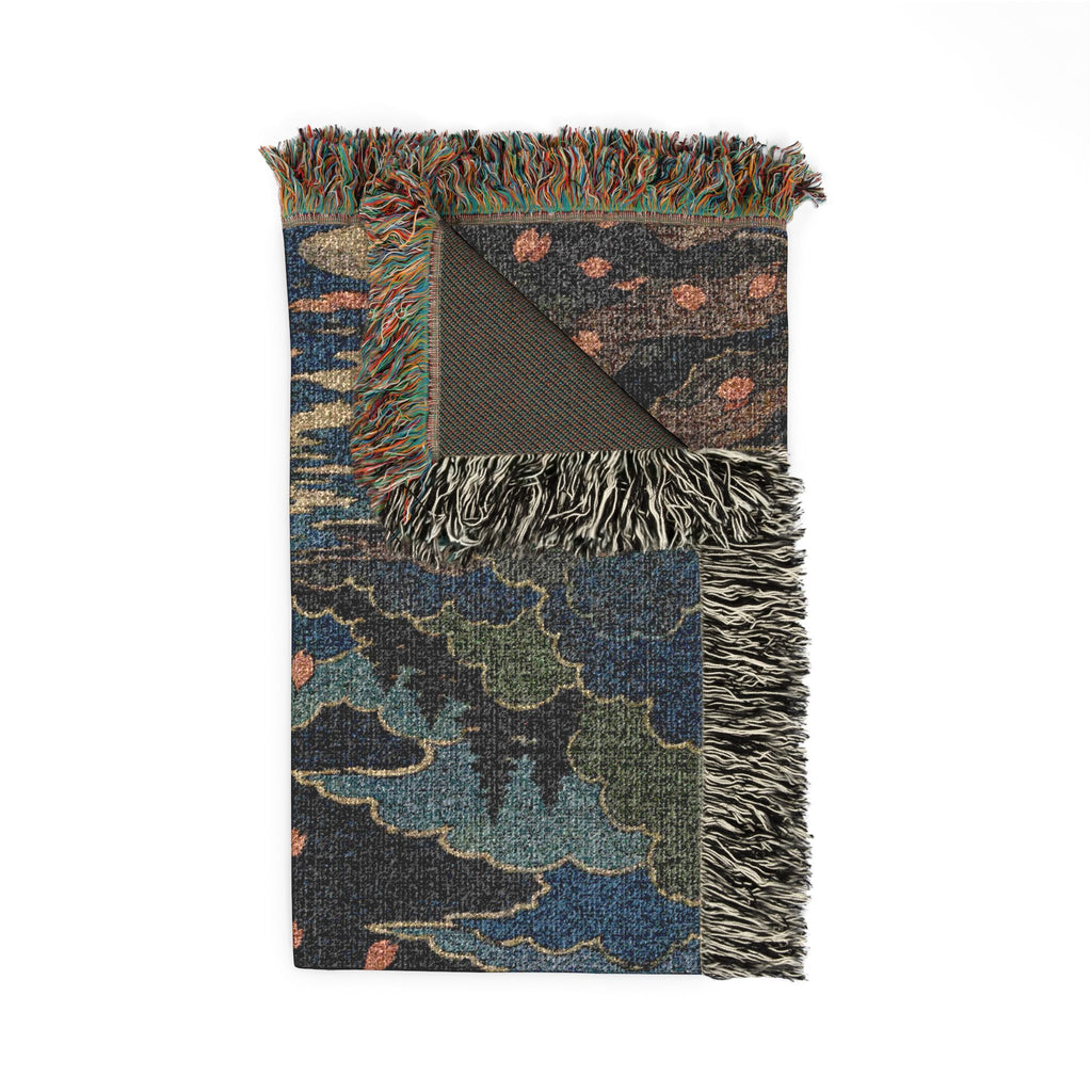 Cherry Blossom Moon Woven Blanket | Floral Night Sky Throw