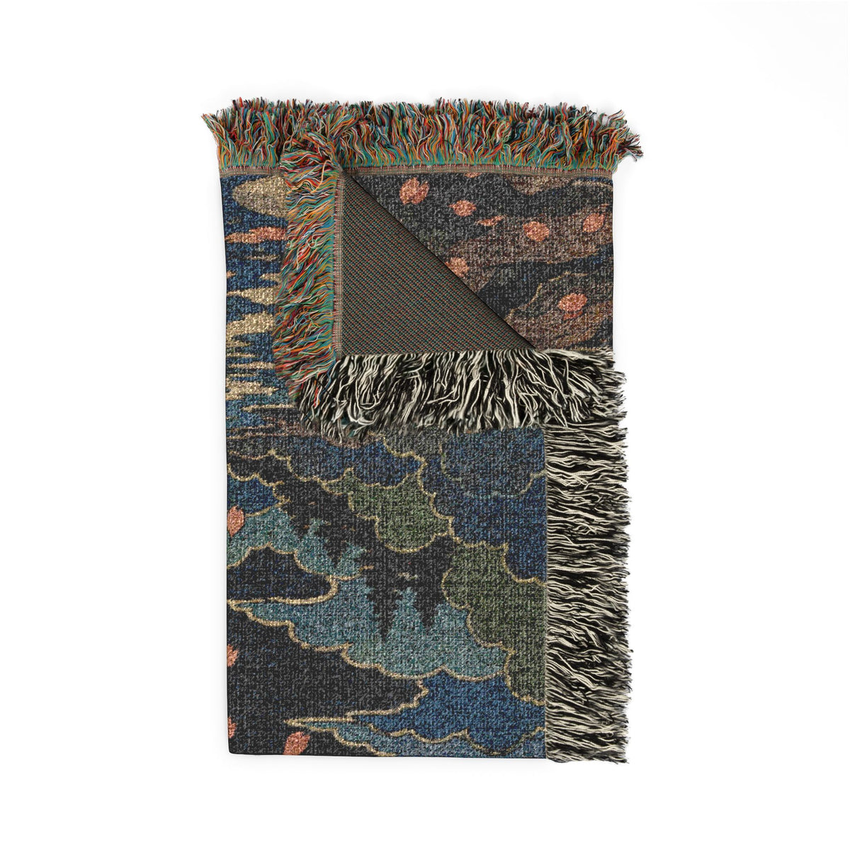 Cherry Blossom Moon Woven Blanket | Floral Night Sky Throw