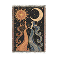 Sun and Moon Tapestry Woven Blanket | Celestial Waves Throw