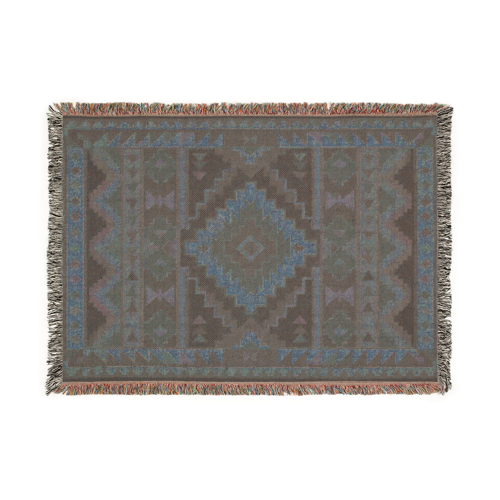 Southwestern Geometric Woven Blanket | Aztec Throw, Tribal Pattern