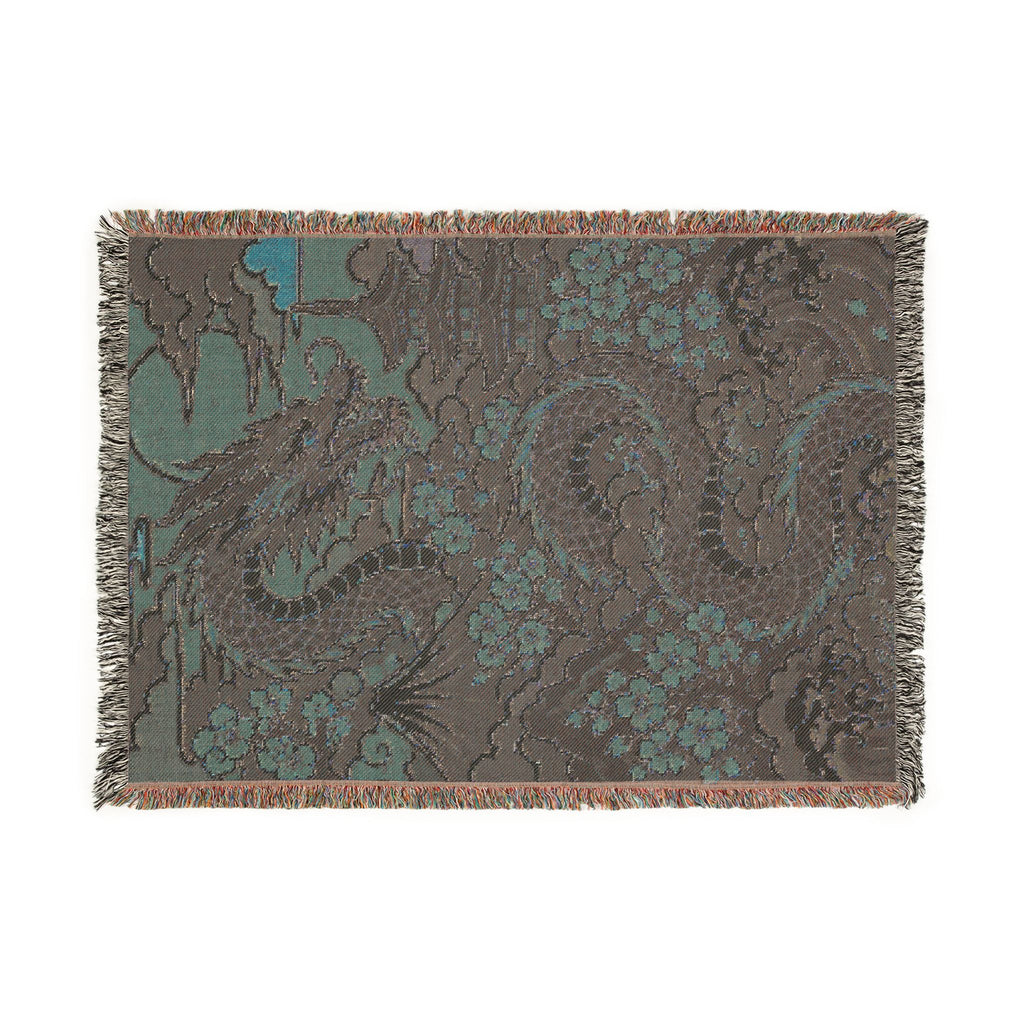 Dragon Tapestry Woven Blanket | Mythical Serpent Pattern Throw