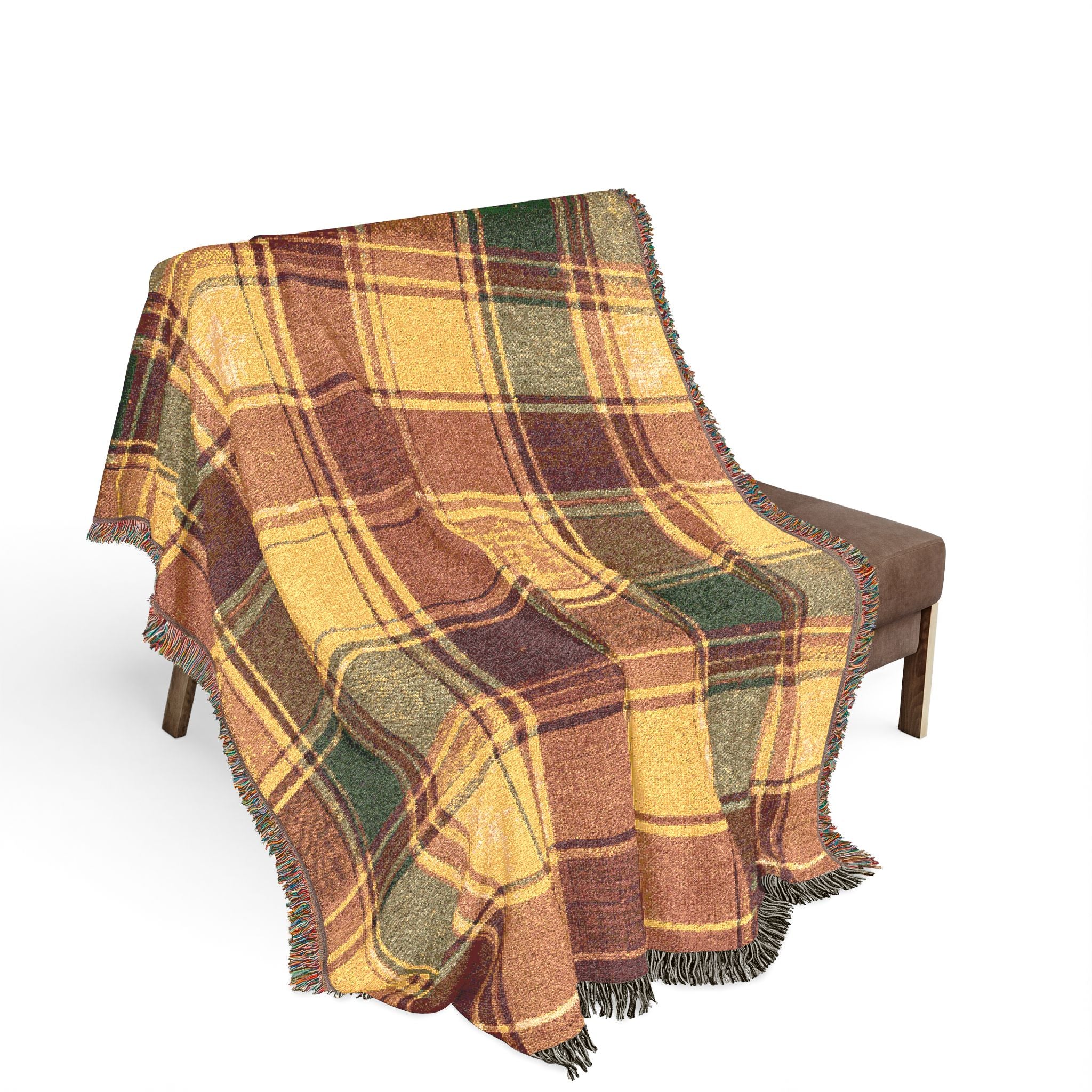 Plaid Tartan Throw Blanket | Woven Fringe Cozy Pattern